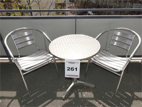 261) Balkontisch Alu +  2 Stühle