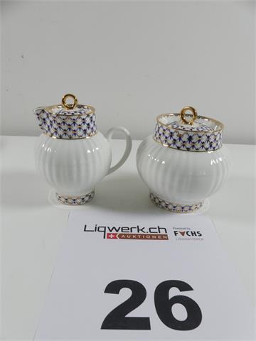 26) Milchkännchen & Zuckerdose Imperial Porcelaine, St. Petersburg