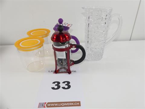 33) Wasserkrug Nachtmann & Bodum Kaffeebereiter, 5-teilig